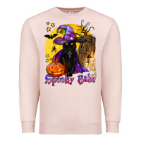 Pale Pink spooky babe black witch cat Premium Sweatshirt - BundleAndBundleShop