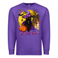 Purple spooky babe black witch cat Premium Sweatshirt - BundleAndBundleShop