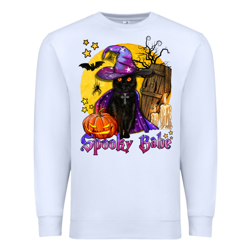 Spooky Babe Black Witch Cat Premium Sweatshirt by BundleAndBundleShop | Teevron