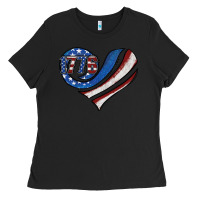 Black american flag heart Ladies Tee - Jasminsmagicworld