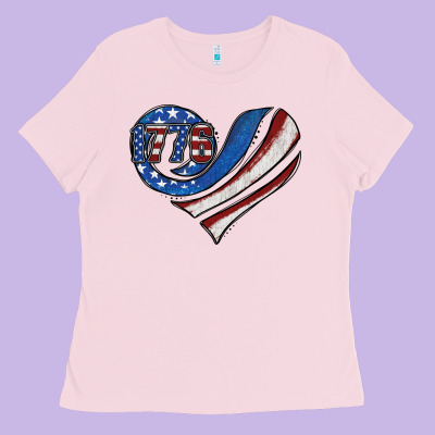 American Flag Heart Ladies Tee Designed By Jasminsmagicworld