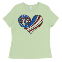 Matcha american flag heart Ladies Tee - Jasminsmagicworld