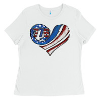 White american flag heart Ladies Tee - Jasminsmagicworld
