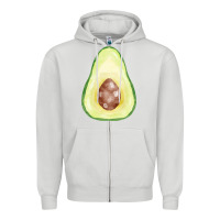 Dove Grey half avocado fa element Zipper Hoodie - FaDigitalArtStudio