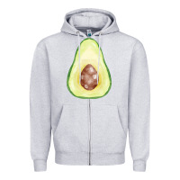 Heather Grey half avocado fa element Zipper Hoodie - FaDigitalArtStudio