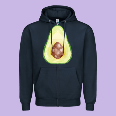 Half Avocado Fa Element Zipper Hoodie Designed By Fadigitalartstudio