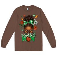 Chestnut Basketball Mom Afro Messy Bun Long Sleeve Tee - texasbilliewilder