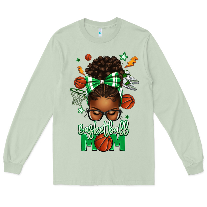 Basketball Mom Afro Messy Bun Long Sleeve Tee by texasbilliewilder | Teevron