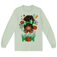 Matcha Basketball Mom Afro Messy Bun Long Sleeve Tee - texasbilliewilder