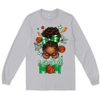 Moon Dust Basketball Mom Afro Messy Bun Long Sleeve Tee - texasbilliewilder