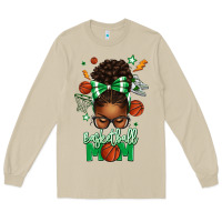 Mushroom Basketball Mom Afro Messy Bun Long Sleeve Tee - texasbilliewilder