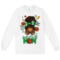 White Basketball Mom Afro Messy Bun Long Sleeve Tee - texasbilliewilder