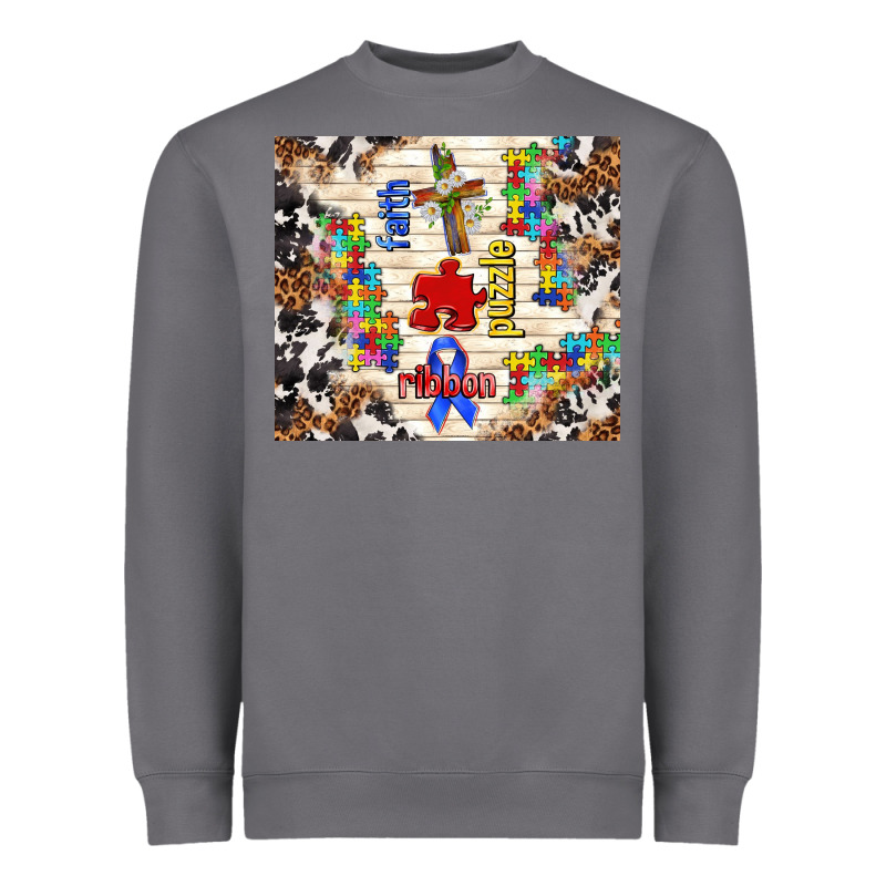 Faith Puzzle Ribbon Heavyweight Sweatshirt by TumblerDesignByShophia | Teevron