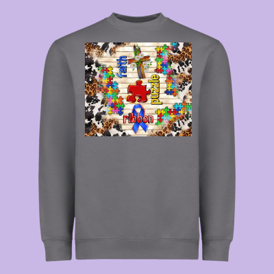 Faith Puzzle Ribbon Heavyweight Sweatshirt Designed By Tumblerdesignbyshophia