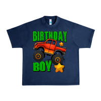 Navy birthday boy monster truck Urban Heavy Tee - Jasminsmagicworld
