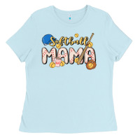Baby Blue softball MAMA Ladies Tee - MaliasSmallBusiness