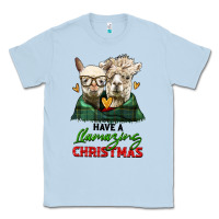 Dusty Blue have a llamazing christmas alpaca head Classic Tee - LillyAllenDesigns