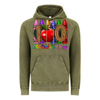 Vintage Olive 100 colorful day s Vintage Hoodie - Artiststas
