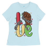 Baby Blue love juneteenth Ladies Tee - MaliasSmallBusiness