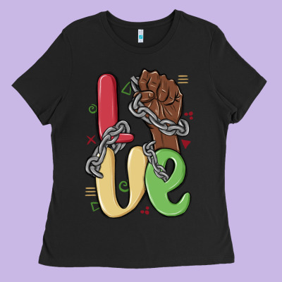 Love Juneteenth Ladies Tee Designed By Maliassmallbusiness