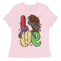 Bubblegum Pink love juneteenth Ladies Tee - MaliasSmallBusiness