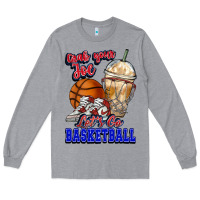 Heather Grey Grab your joe let's go Basketball Long Sleeve Tee - NancyCooperArtShop