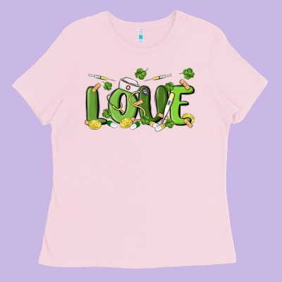 St Patricks Love Nurse Ladies Tee Designed By Maliassmallbusiness