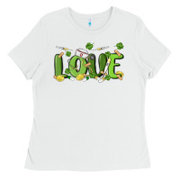 White st patricks love nurse Ladies Tee - MaliasSmallBusiness
