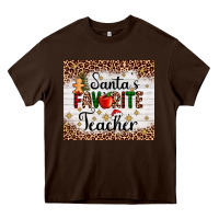 Chocolate Brown santa's favorite teacher Heavy Core Tee - AdoDesignShop