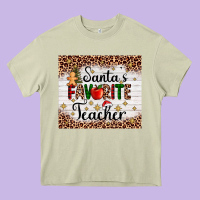 Santa's Favorite Teacher Heavy Core Tee Designed By Adodesignshop