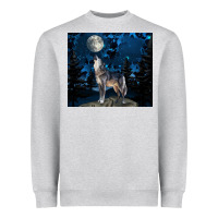 Heather Grey wolf howling at the moon Heavyweight Sweatshirt - TumblerDesignByShophia