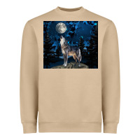 Wolf Howling At The Moon Heavyweight Sweatshirt | Teevron