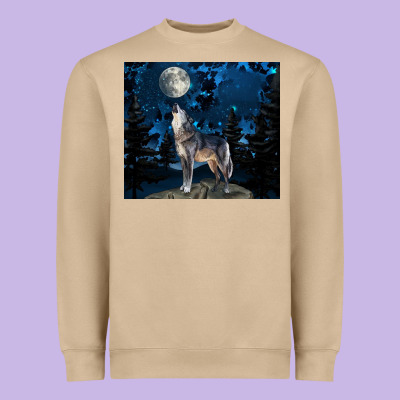 Wolf Howling At The Moon Heavyweight Sweatshirt Designed By Tumblerdesignbyshophia