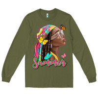 Army Green summer afro Long Sleeve Tee - NancyCooperArtShop