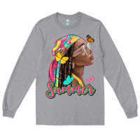 Heather Grey summer afro Long Sleeve Tee - NancyCooperArtShop