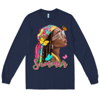 Navy summer afro Long Sleeve Tee - NancyCooperArtShop