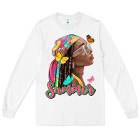 White summer afro Long Sleeve Tee - NancyCooperArtShop