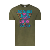 Vintage Olive THE THUNDER ROLLS AND THE LIGHTNIN’ STRİKES Vintage Tee - JahusDesignShop