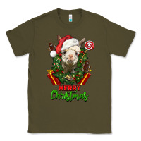 Army Green merry christmas alpaca face Classic Tee - LillyAllenDesigns