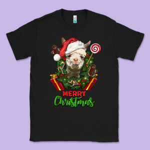 Merry Christmas Alpaca Face Classic Tee Designed By Lillyallendesigns