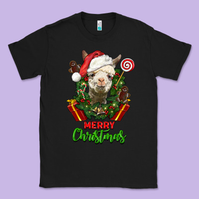 Merry Christmas Alpaca Face Classic Tee Designed By Lillyallendesigns