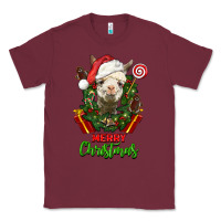 Burgundy merry christmas alpaca face Classic Tee - LillyAllenDesigns