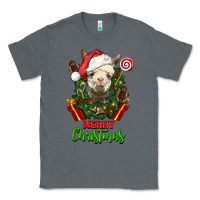 Charcoal Heather merry christmas alpaca face Classic Tee - LillyAllenDesigns