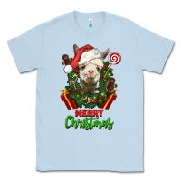 Dusty Blue merry christmas alpaca face Classic Tee - LillyAllenDesigns