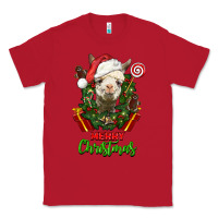 Red merry christmas alpaca face Classic Tee - LillyAllenDesigns