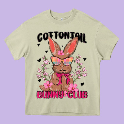 Cottontail Bunny Club Heavy Core Tee Designed By Maliassmallbusiness