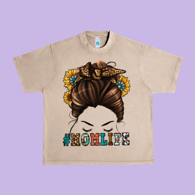 Mom Life Messy Bun Urban Heavy Tee Designed By Jasminsmagicworld