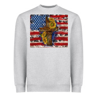 Heather Grey jesus christ with american flag Heavyweight Sweatshirt - TumblerDesignByShophia