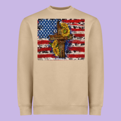 Jesus Christ With American Flag Heavyweight Sweatshirt Designed By Tumblerdesignbyshophia