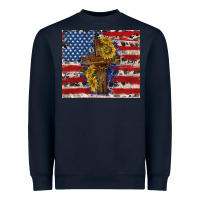 Navy jesus christ with american flag Heavyweight Sweatshirt - TumblerDesignByShophia